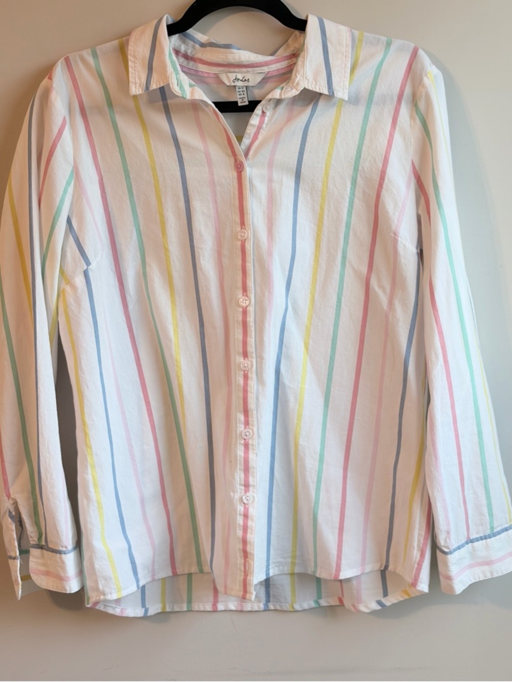 Joules Pastel Stripe Button Down Shirt Size US 8 Cotton Blouse